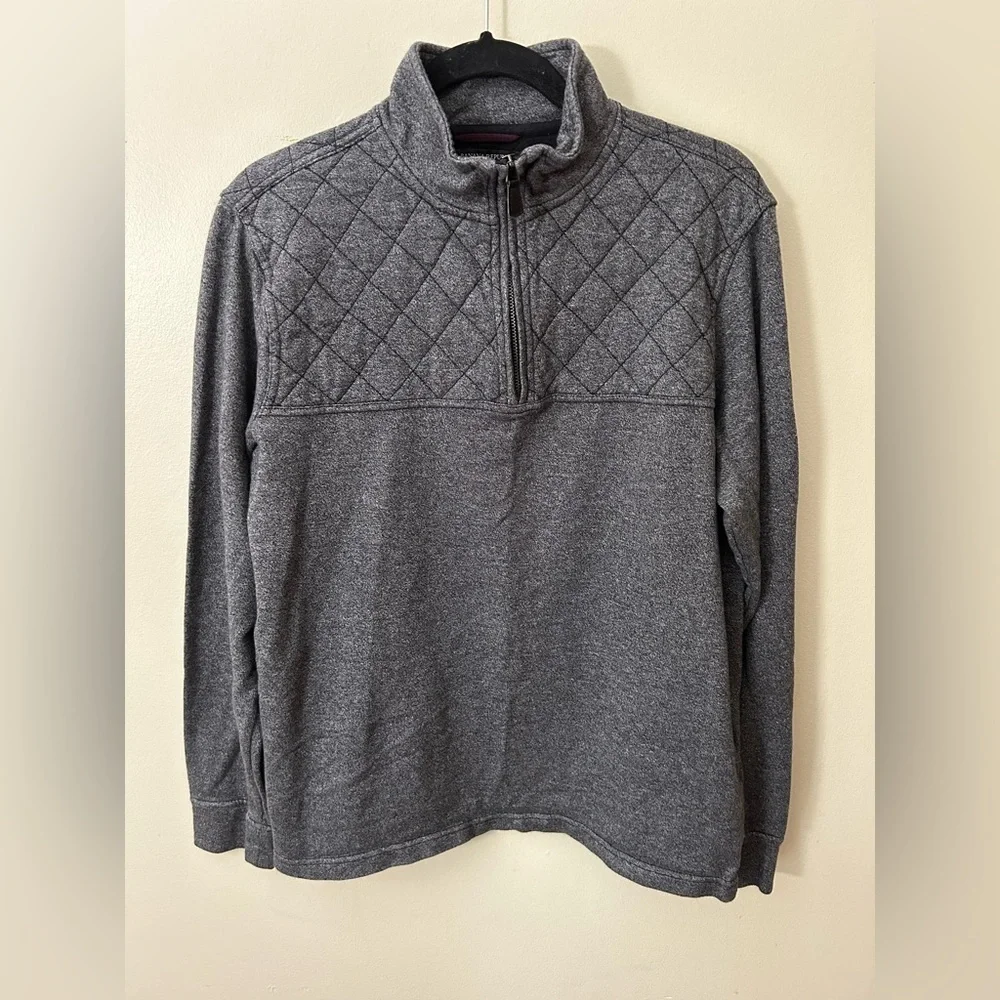 Banana Republic Mens Cotton Half Zip Long Sleeve Pullover Quilted Sweater Size L